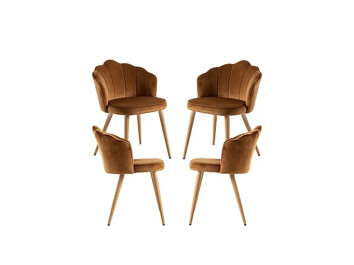 Packs Sillas Comedor – Pack 4 Sillas Blume Terciopelo – Marrón Claro
