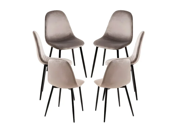 Packs Sillas Comedor – Pack 6 Sillas Teok Black Terciopelo – Gris claro