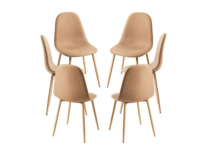 Packs Sillas Comedor – Pack 6 Sillas Teok Tela – Marrón arena