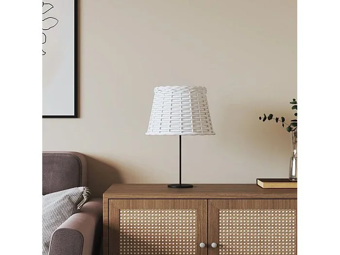 Pantalla para lámpara mimbre blanco Ø25×17 cm ES574951