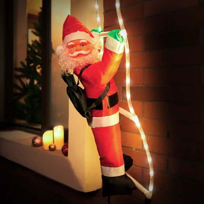 Papá Noel con escalera de 48 luces LED