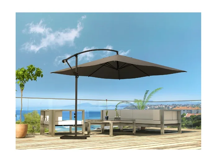 Parasol excéntrico de 3×3 m – gris SOLENZARA