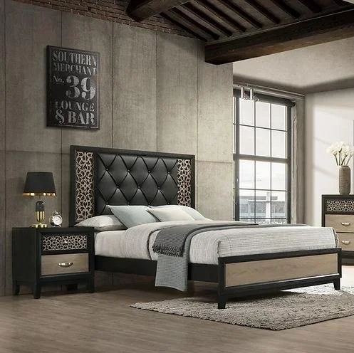 Paro Black Queen Panel Bed