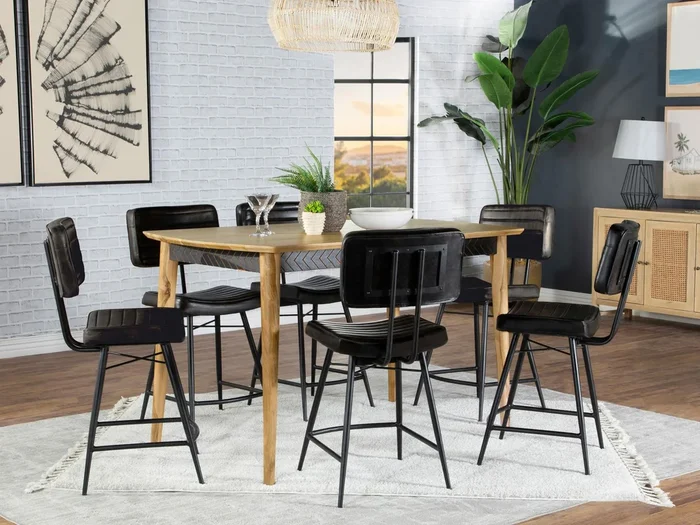 Partridge Natural Sheesham and Espresso Rectangular Counter Height Dining Set