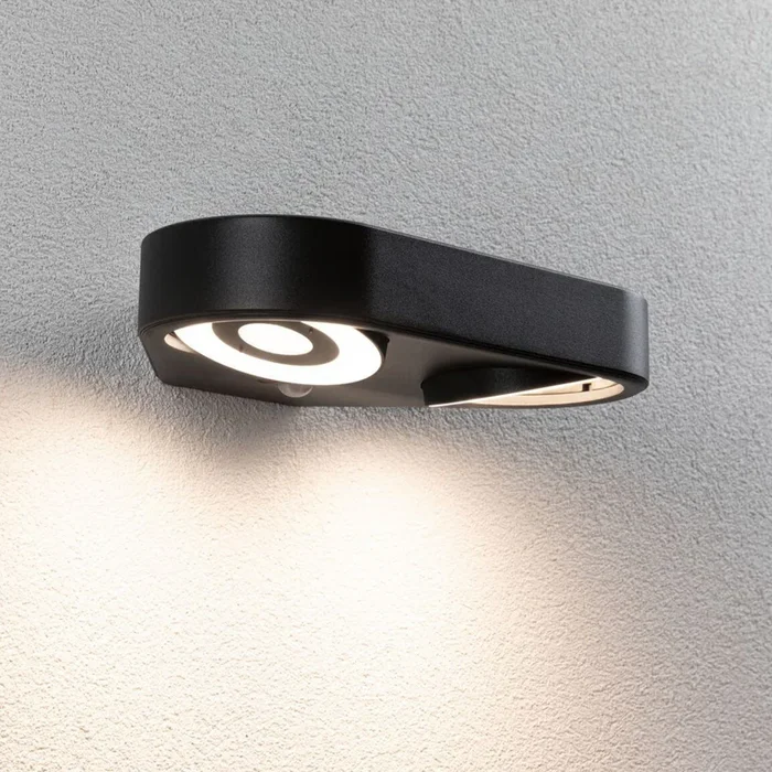 Paulmann aplique de pared LED con sensor Silma antracita 2 luces IP44