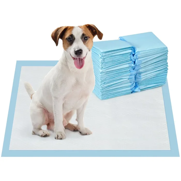 PawHut Empapadores para Perros 100 Unidad 45×60 cm Resguardos para Perros Diseño de 6 Capas con Superficie de Secado Rápido a Prueba de Fugas Azul