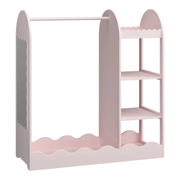 Perchero burro infantil Vestnes con estantería 100x94x38cm Rosa [en.casa]
