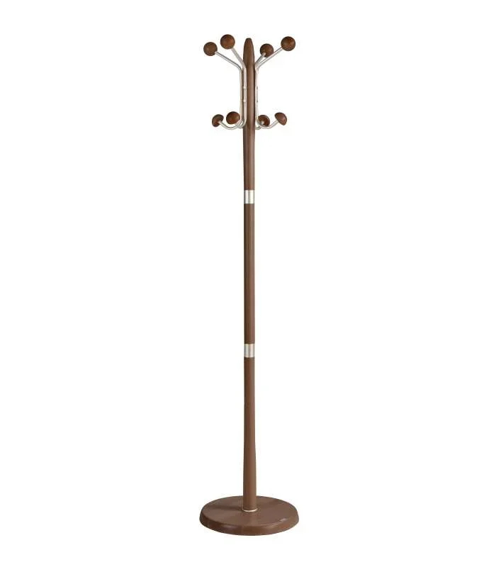 Perchero mod. 420 herrajes en cromo satinado lacado nogal, 180 cm(alto)37 cm(ancho)37 cm(largo)