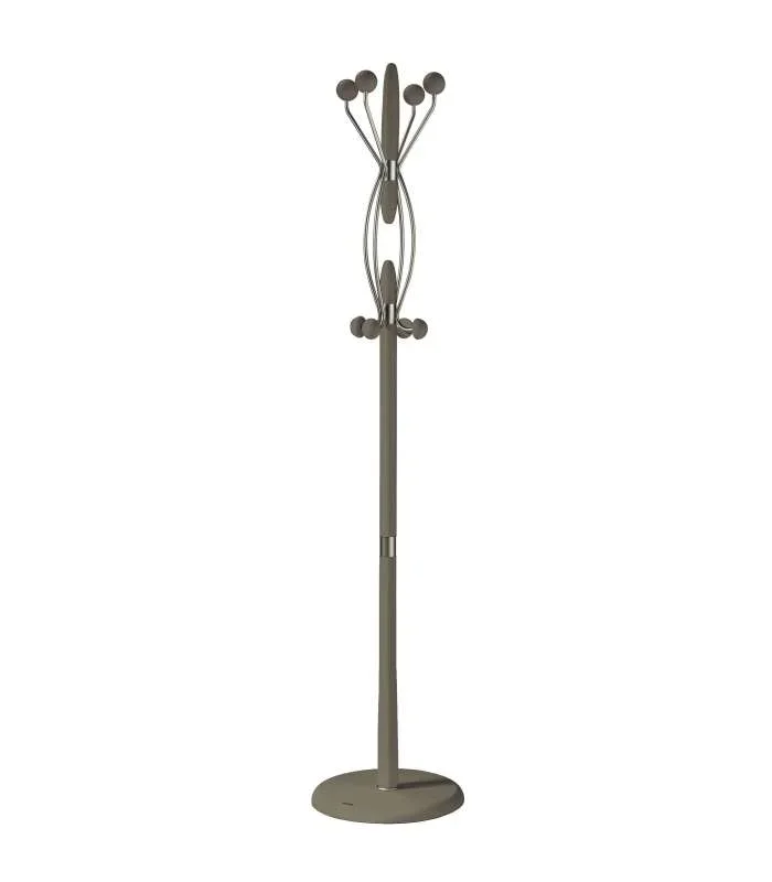 Perchero mod. 424 herrajes en cromo satinado lacado moka, 184 cm(alto)37 cm(ancho)37 cm(largo)