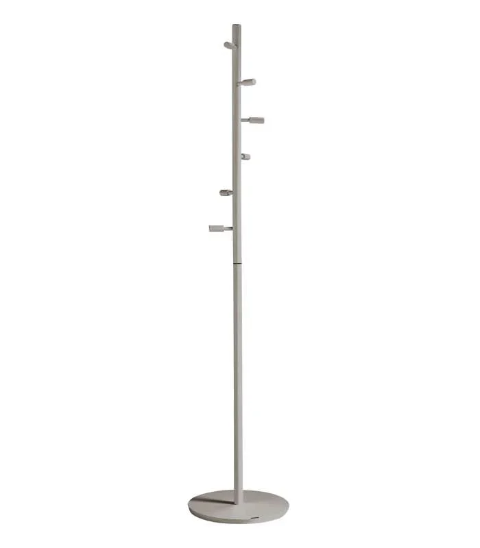 Perchero moderno mod. 401 herrajes cromo satinado lacado visón, 185 cm(alto)35 cm(ancho)35 cm(largo)