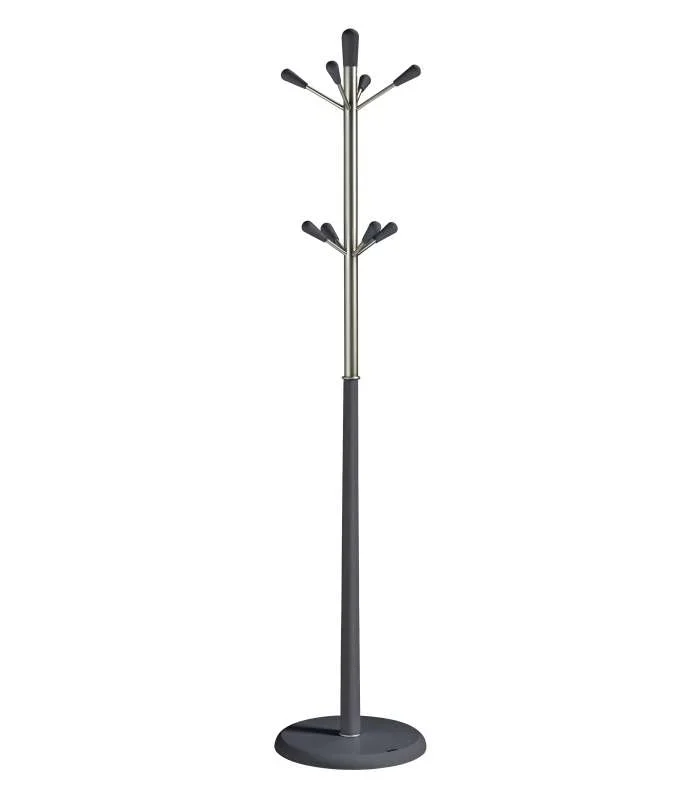 Perchero moderno mod. 414 herrajes cromo satinado lacado azabache, 180 cm(alto)37 cm(ancho)37 cm(largo)