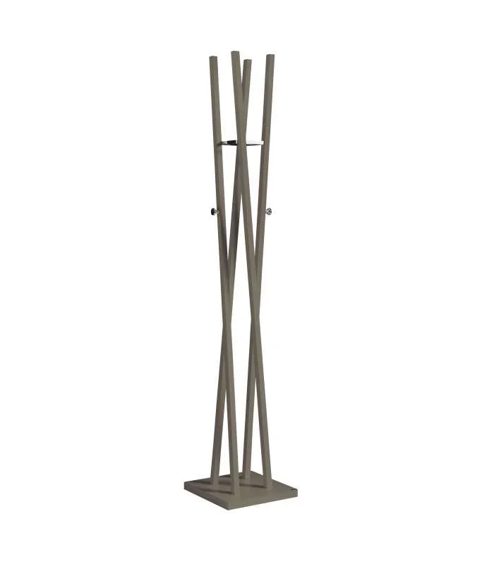 Perchero moderno mod. 470 herrajes cromo brillo lacado moka, 182 cm(alto)34 cm(ancho)34 cm(largo)