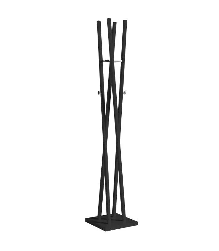 Perchero moderno mod. 470 herrajes cromo brillo lacado negro, 182 cm(alto)34 cm(ancho)34 cm(largo)