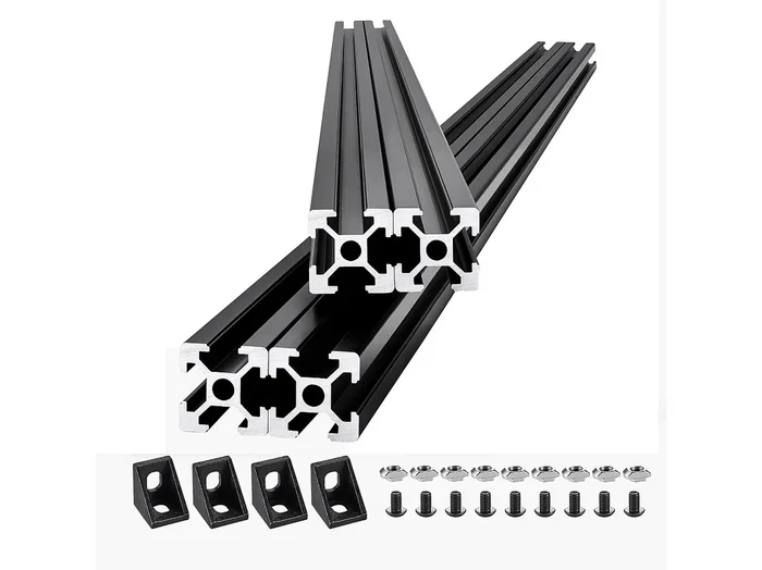 Perfiles de Extrusión SucceBuy de Aluminio 2020 con Ranura en T de 120 cm, Lote de 4, Riel Lineal Anodizado Estándar Europeo, Extruido de Alta Resistencia