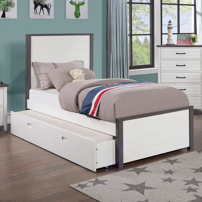 Priam White/Gray Twin Bed