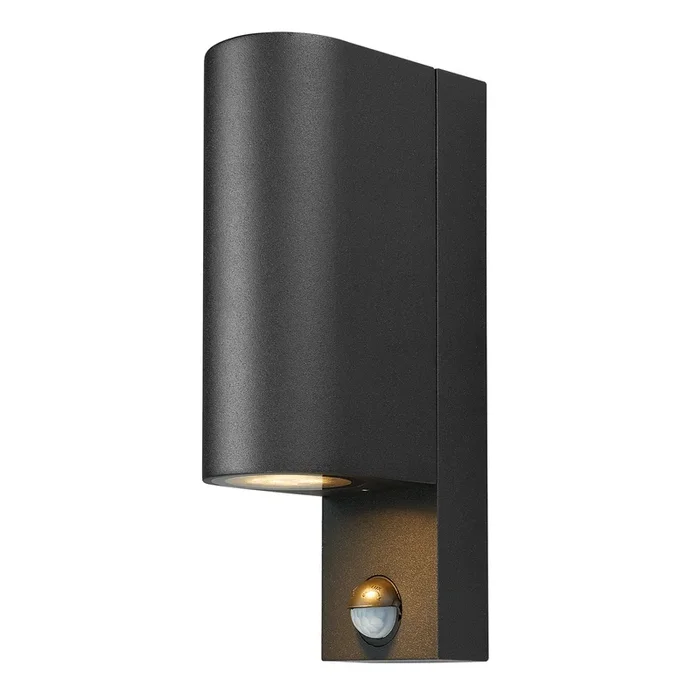 Prios aplique de exterior Tetje, negro, redondo, sensor