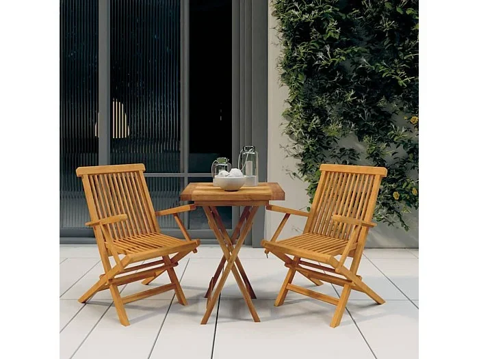 Prolenta Premium – Juego de comedor para jardín 3 piezas madera maciza de teca