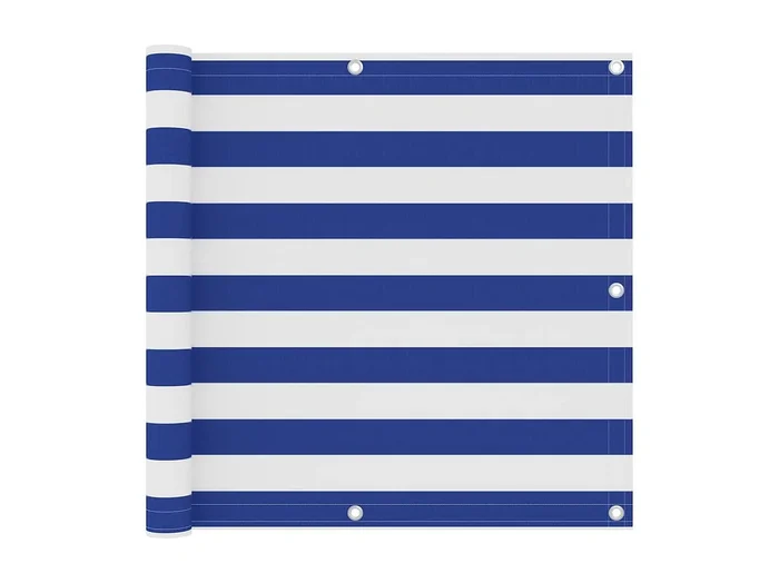 Protección visual para balcón protección visual protección visual 90 x 400 cm tela Oxford blanca y azul 02_0010071