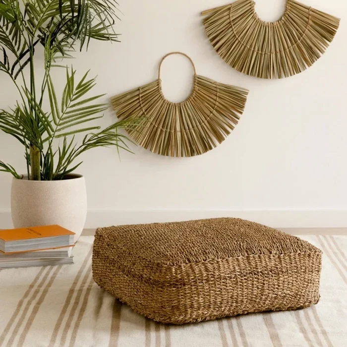 Puf cuadrado Fiber Beige – Kenay Home