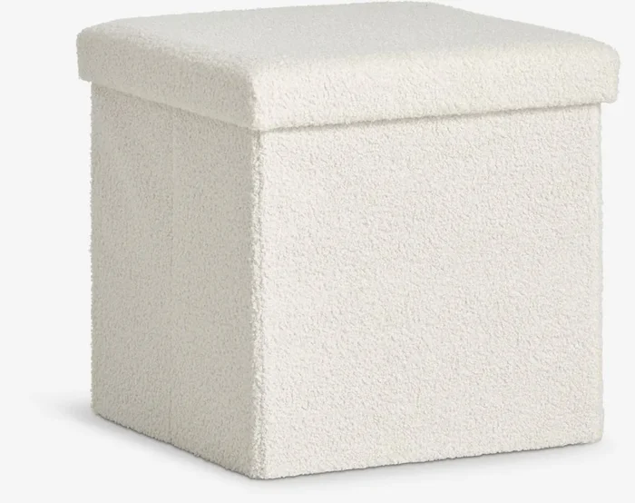 Puf NYSTED 38×38 con almacenaje felpa blanco crudo