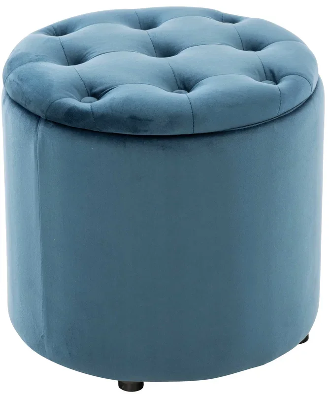 Puff De Almacenaje Redondo Pantin Azul