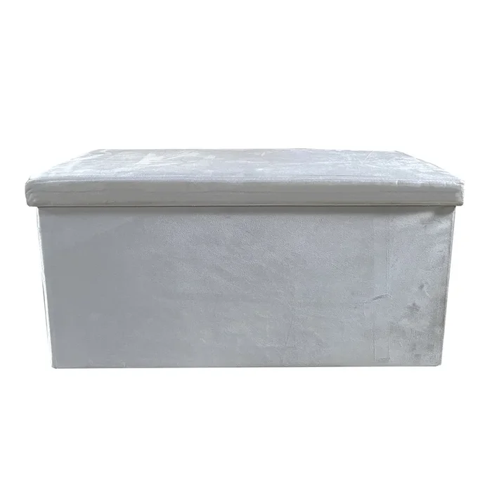 Puff Ottoman Almacenaje Rectangular Terciopelo Plegable 76x38x38cm Nyana Home Estilo Otomano Terciopelo Suave Negro, Gris y Beige