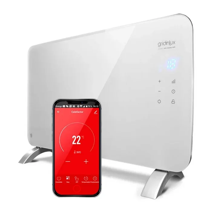 Radiador Eléctrico Convector Cristal 1500W Calefacción WIFI APP Gridinlux