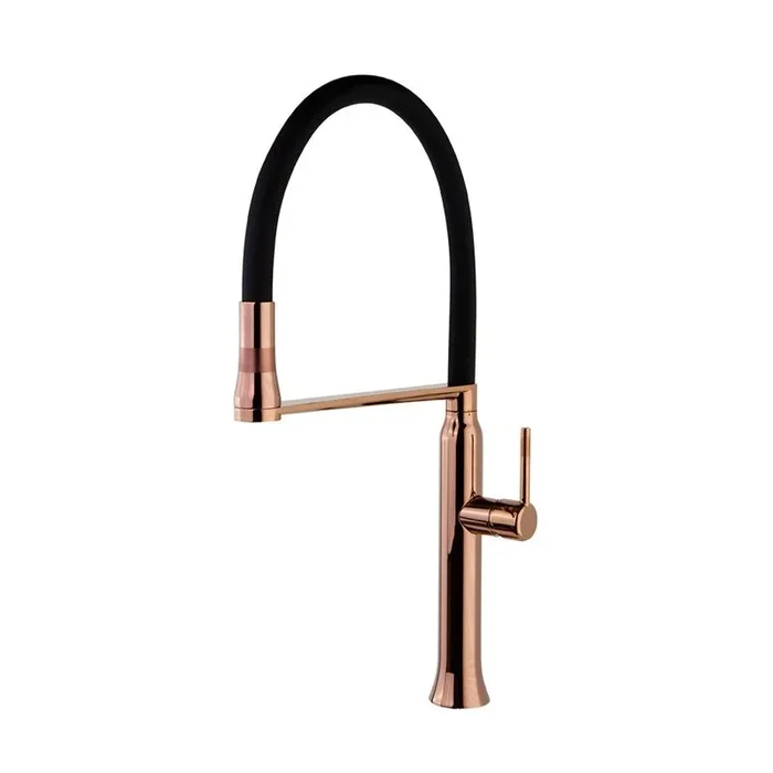 Ramon Soler Ramon Soler Grifo de Fregadero de Cocina Monomando Cobre Satinado con Caño Extraíble y Flexible de Silicona Negro