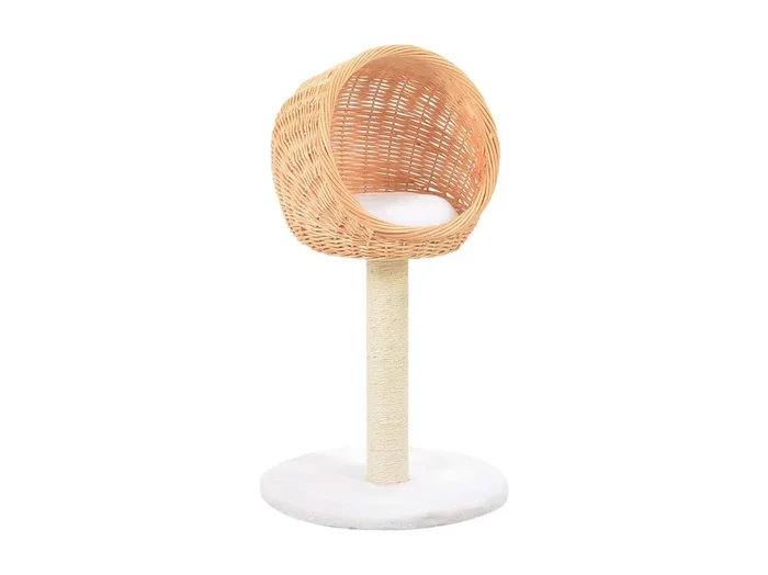 Rascador para gatos con poste de sisal madera natural de sauce