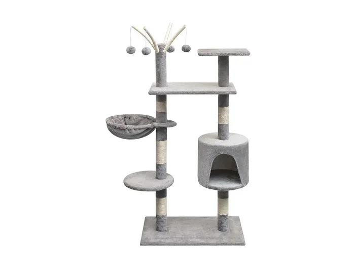 Rascador para gatos con poste rascador de sisal 125 cm gris ES537375