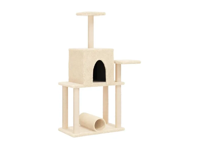 Rascador para gatos con postes de sisal color crema 122 cm ES808507