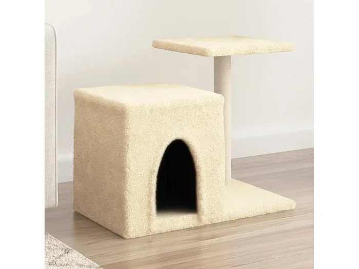 Rascador para gatos con postes de sisal color crema 50,5 cm