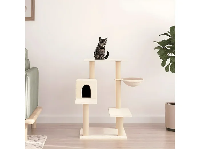 Rascador para gatos con postes de sisal color crema 82,5 cm ES968626