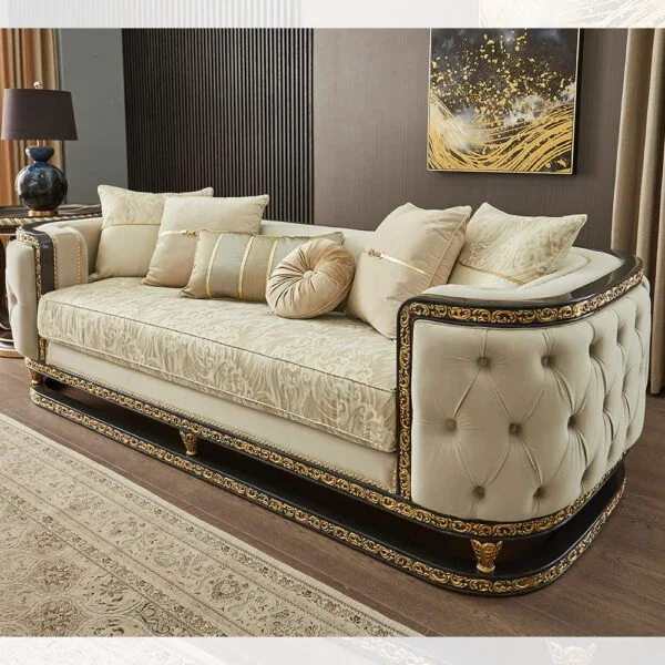 Raylina Gray/Beige Fabric Loveseat