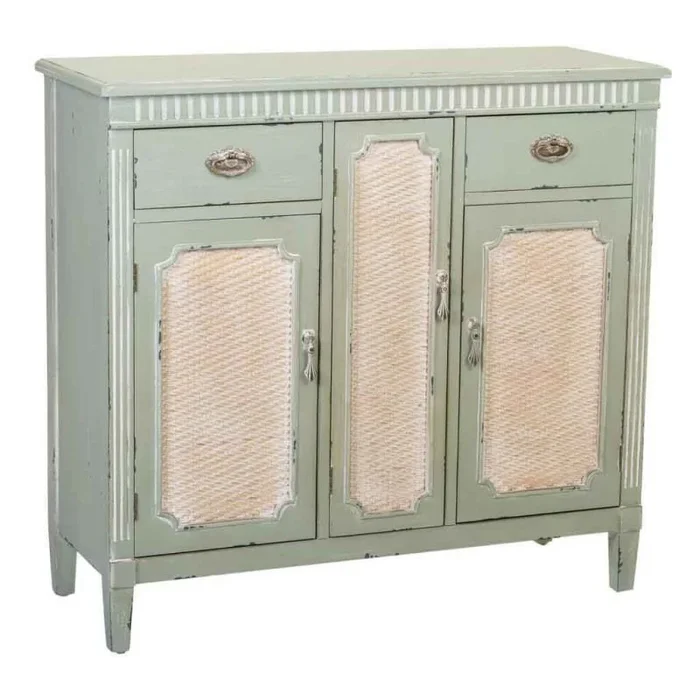 Recibidor de madera verde 95x36x88h cm