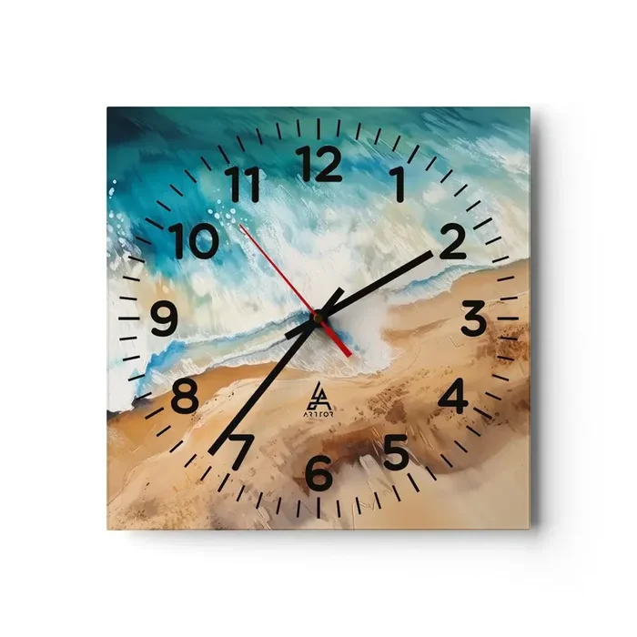Reloj de pared – Reloj de vidrio – Olas recurrentes – 30×30 cm
