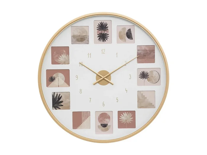 Reloj de pared Pêle-mêle de metal dorado Atmosphera D 76,5 cm