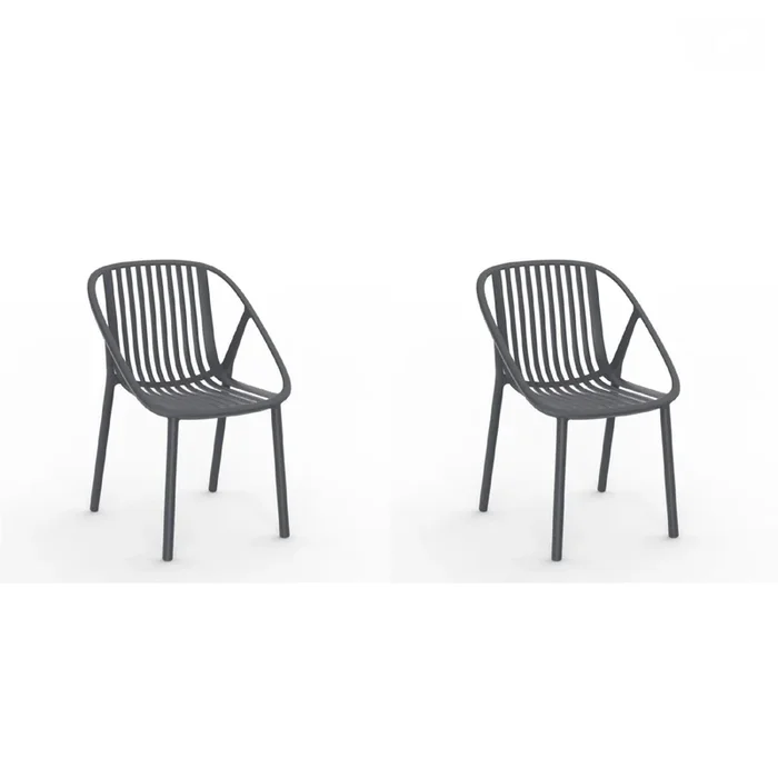 Resol bini set 2 silla interior, exterior gris oscuro
