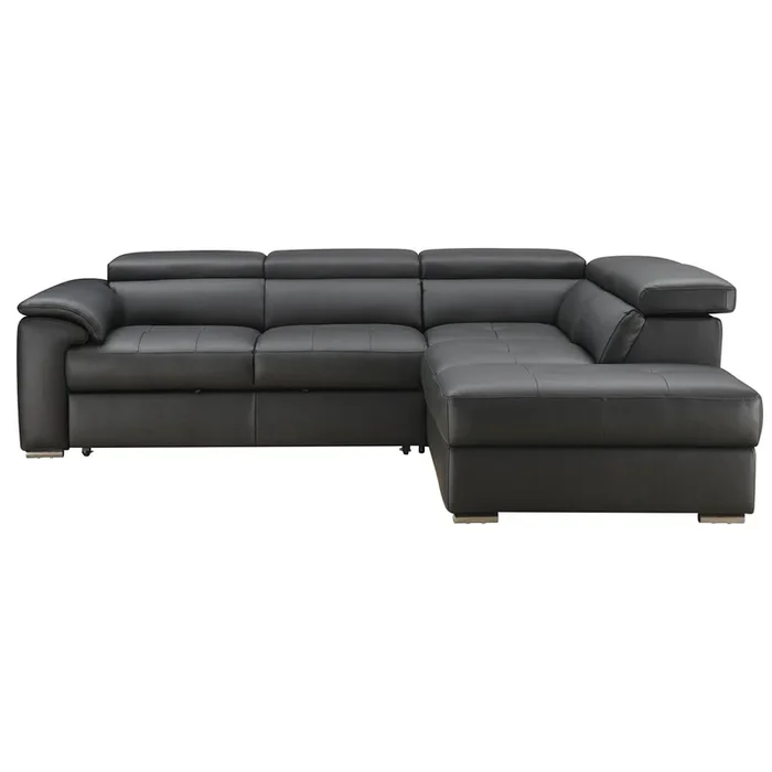 Rinconera con cama piel MAYA derecha 4 plazas negro
