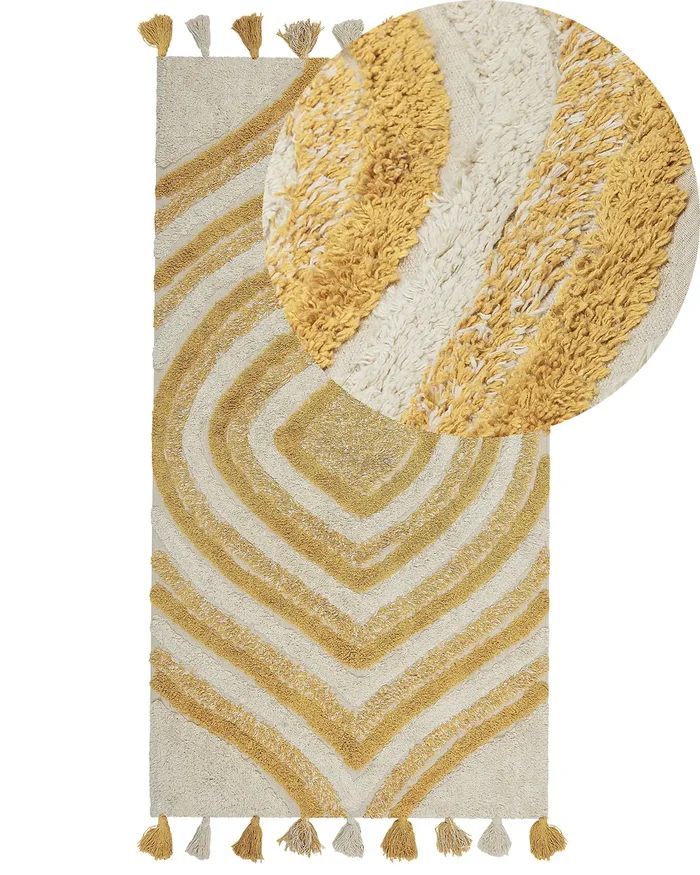 Rug BINGOL Yellow 80 x 150 cm Cotton