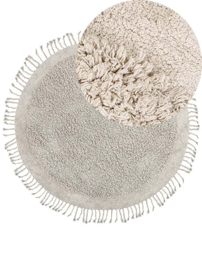 Rug BITLIS Light Beige ø 140 cm Cotton