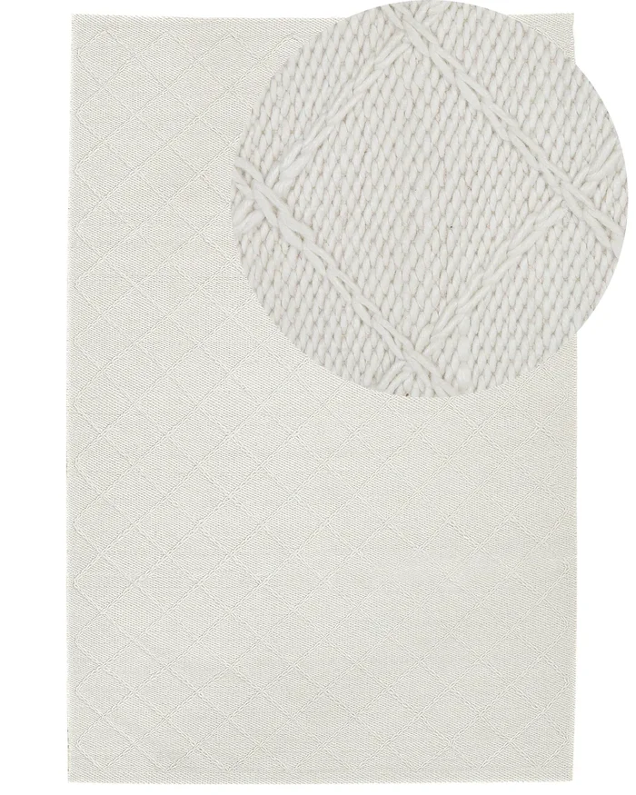 Rug ELLEK White 140 x 200 cm Wool