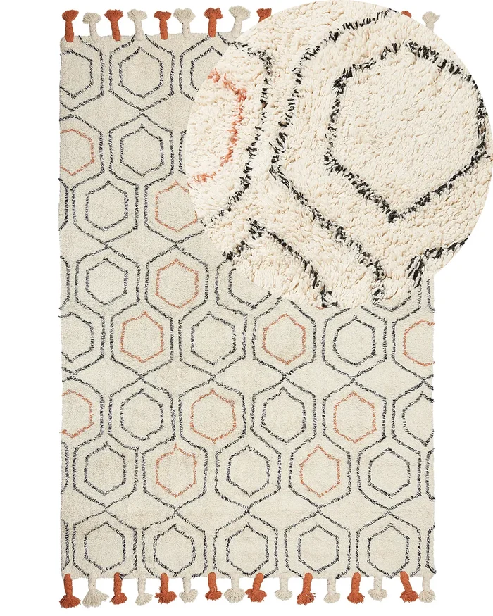 Rug HAJIPUR Beige 160 x 230 cm Cotton