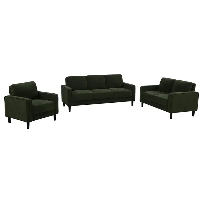 Ruth Matcha Green 3-Piece Fabric Upholstered Track Arm Living Room Set