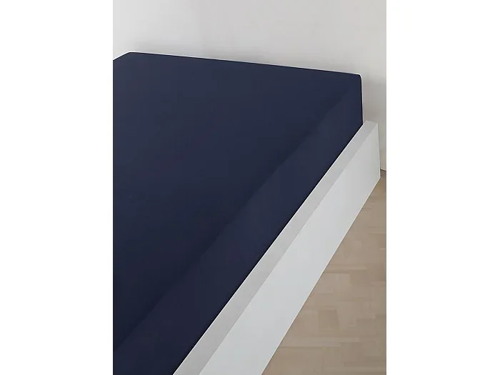 Sábana bajera jersey algodón-Azul marino
