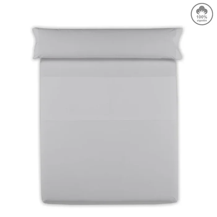 Sábana encimera VICTORIA 100% algodón cama 90cm color gris