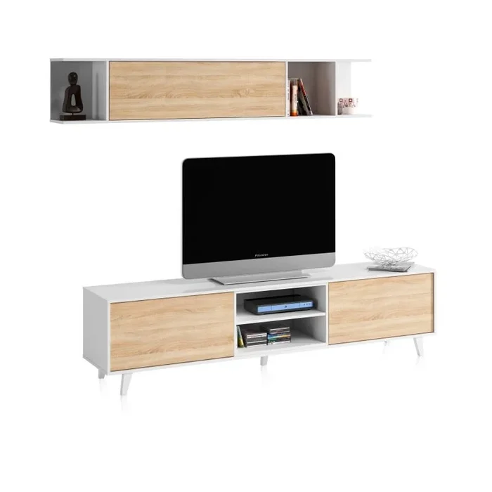 Salón Niva Blanco Brillo – Roble Canadian 180 x 54 x 41 cm