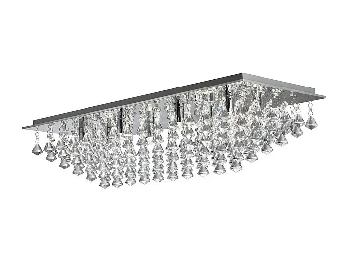 Searchlight Hanna 8 ljus rektangel tak spolljus krom med pyramidkristaller, G9