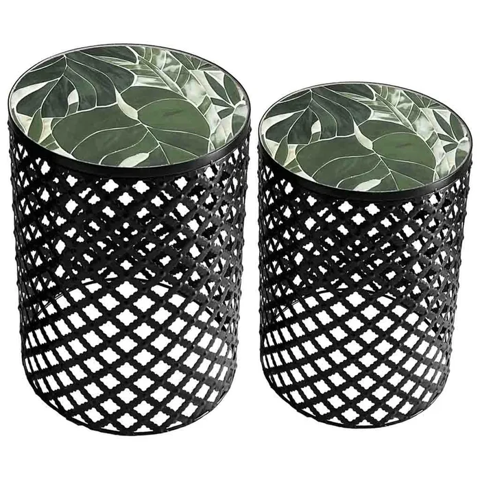 Set 2 soportes de mosaico y metal negros