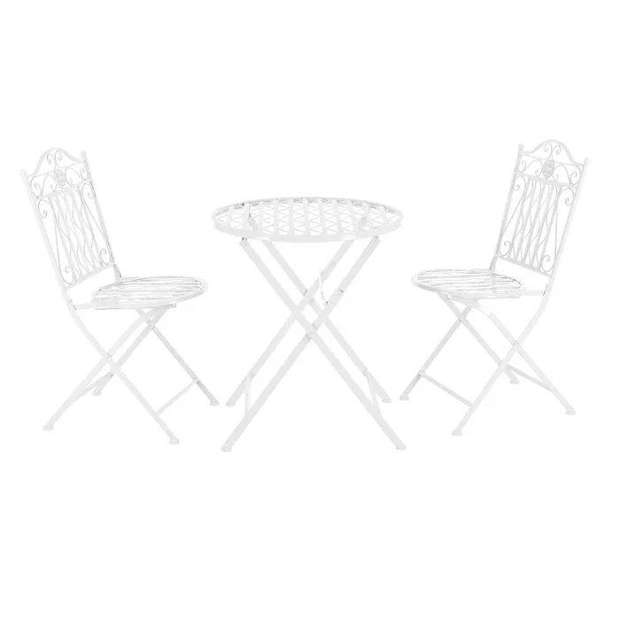 Set Bistro Biella 3-piezas Metal 71 x 60 cm – Blanco [en.casa]